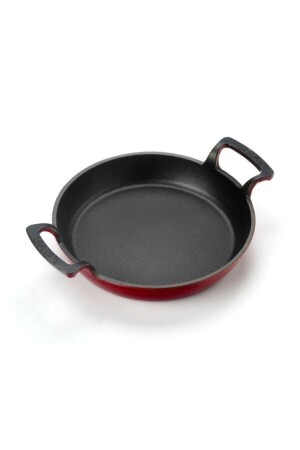 MNZ-Cast Iron Round Pan مع مسدس قطر: 20 سم - أحمر - Lv Y Tv 20 Shn Fma08522 LV Y TV 20 Shn - أحمر - Lava