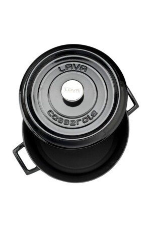 MNZ-Cast Iron Round Pot Diameter ((ø) 28 سم - شديد الاهتمام باللون الأسود LV-Y-TC-28-K2-BL - Lava
