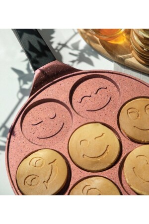 MNZ-Cast Iron Smile Crepe Pancake Pan Rosegold 27 سم و456 - Nehir