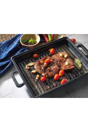 MNZ-Cast Iron Uncoated Grill Pan 26x32 Pan المختومة 100% الإنتاج المحلي ETM01 - ESTAŞ
