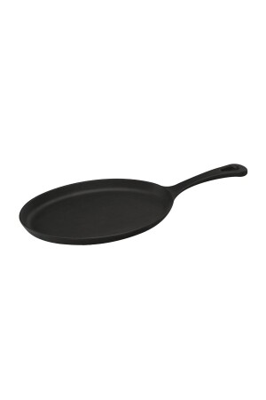 MNZ-Cast Oval Fajita Plate Cast Iron Solid Handle حجم اليدين الصلبة 17x23 سم. LV ECO FT 1723 T11 - Lava