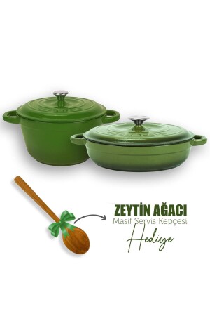 MNZ-Casting 2x New Heritage Series Cast Iron Pot Pan Set - الخضراء LV S NHR 2X SET - Lava