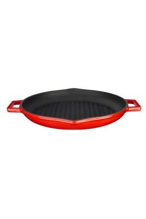 MNZ-Casting Round Grill Pan Cast Iron Solid Double Handled Diameter ((Ø) 30 سم. LV-Y-SGT-30-K0-R - Lava