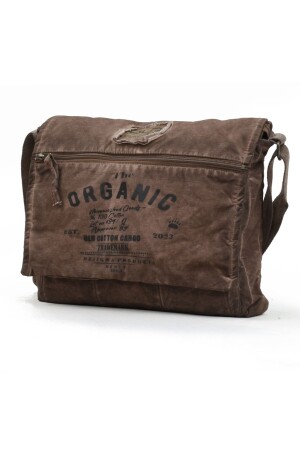 MNZ-Casual Canvas Shoulder Messenger Brown Laptop School Travel Daily Vintage Bag - Old Cotton Cargo