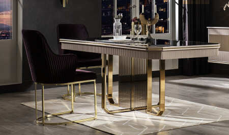 مجموعة طاولة الطعام الفاخرة MNZ-Cavalli - Cadde Yıldız
