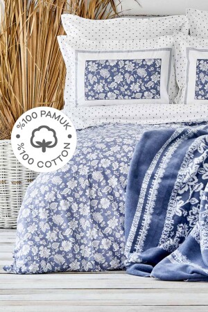 MNZ-Celerina Blue 100% القطن المزدوج المثبتة غطاء القماش مجموعة 200. 17. 01. 0371 - Karaca Home