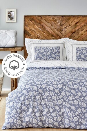 MNZ-Celerina Blue 100٪ القطن واحد غطاء القماش مجموعة - Karaca Home