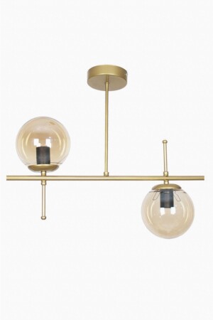 MNZ-Cello تصميم حديث المعادن الذهب القديم اللون العسل الزجاج مائدة الطعام القمة - غرفة المعيشة 2 قطعة شمعة CL1001 - Fer Avize