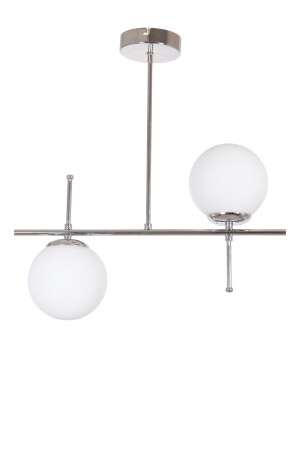 MNZ-Cello تصميم حديث المعادن كروم لون الزجاج الأبيض طاولة الطعام القمة - غرفة المعيشة 2 قطع شمعة CL1001 - Fer Avize