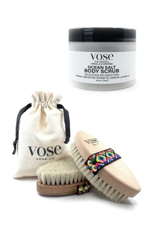 MNZ-Cellulite Mix Body Scrub + فرشاة الخلايا الخلايا من شعر الخيول (توليب) - Vose