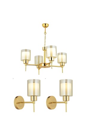 MNZ-Cemre 4 قطعة ذهب تصميم حديث غرفة النوم غرفة المعيشة شمعة-سكوب مجموعة 3 قطعة شمعة-سكوب مجموعة 7000-5328-08-GD-03 - Apliqa