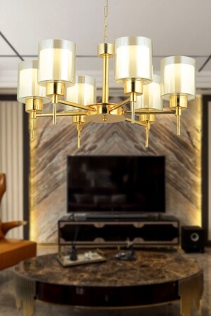 MNZ-Cemre 6-piece Gold غرفة نوم حديثة غرفة المعيشة شمعة 7000-5328-06-GD - Apliqa