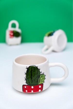 MNZ-Ceramic handmade mug mug CACTUS 200cv - İlbay Çini Takı