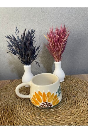 MNZ-ceramic مصنوعة يدوياً حجم كبير مغ مغ كوب قهوة مغ غولف الشمس بذور غولف الشمس بذور - İlbay Çini Takı