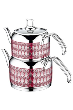 MNZ-Ceren مزينة طاسة الشاي الكبيرة مجموعة S1186 حمراء S-1186 - Evimsaray