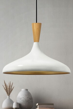 MNZ-Champion فونيل خشبي أبيض شمعة واحدة شمعة معلق مصباح غرفة المعيشة المطبخ مقهى المقهى مصباح المذاقات BMM2066H - Bamyum