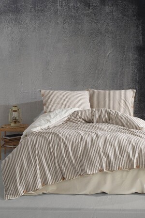 MNZ-Chance 100% قطن الخيط مرقوم غسيل واحد غطاء غطاء كريم 160*220 CHNCHRYTKT - Macas Home