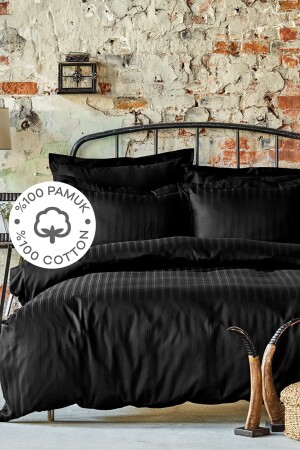 MNZ-Charm Bold Black 100% Cotton Single Duvet Cover Set 200 16 01. 0072 - Karaca Home