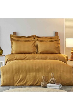MNZ-Charm Bold Mustard Cotton Satin غطاء غطاء مزدوج 200 مجموعة 17. 01. 0165 - Karaca Home