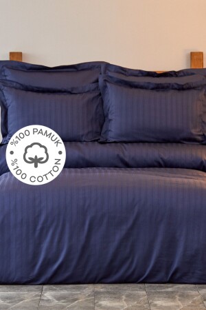 MNZ-Charm Bold Navy Blue 100% Cotton Single Duvet Cover Set 200 - Karaca Home