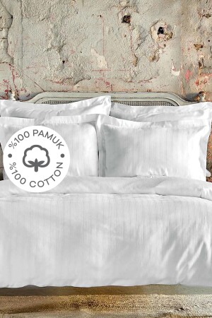 MNZ-Charm Bold White 100% Cotton Single Duvet Cover Set 200 16 01. 0073 - Karaca Home