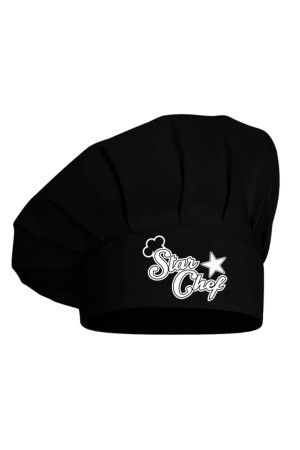 قبعة طباخ (MNZ-Chef Cook Hat) - قبعة الفطر (Black Star Chef) طباعت - Enmalife