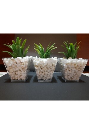 MNZ-Chefrole في 3 قطع حجر أبيض ملئ بالزهور (حجم 6x10) - Süs Ağacı