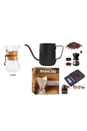 MNZ-Chemex Glass Coffee Brewing 600 مل مجموعة محترفة - Genel Markalar