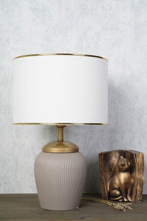 MNZ-Chenille صناعة يدوية من السيراميك ظل مصباح بيج أبيض TM167 - hmydesign