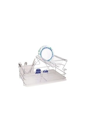 MNZ-Chorome Luxury Double Decker Dish Basket - رف لوحة معدنية - رف لوحة - Ece