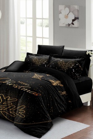 ديكورات عيد الميلاد MNZ-Christmas Decoration Christmas Black 100% Cotton Satin 3d Double Duvet Cover Set monohome1160YB - Monohome