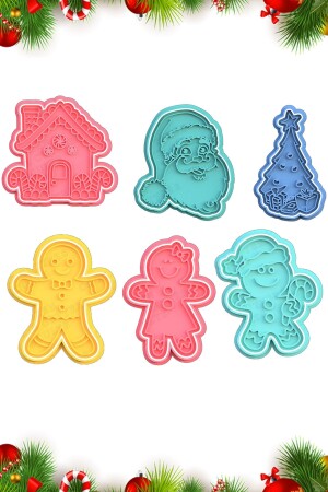 MNZ-Christmas New Year Cookie Mold نموذج الخبز السكر الخبز الخبز مع 6 قطع مختلفة MODELBOYA117 - Hobist