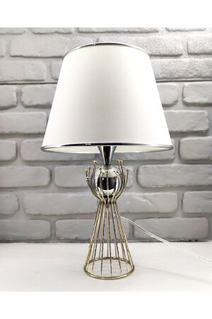 مزارع المضخم المعدنية الكبيرة من الطراز المعدني المطبخ من طراز MNZ-Chrome Plated Sude Bulk Metal Leg Lampshade Table Lamp with Chrome Strip - 365GUNSERİSONU