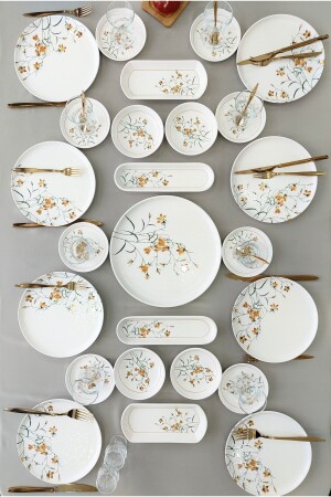 طراز MNZ-Çiğdem طقم إفطار 25 قطعة لـ 8 أشخاص طقم إفطار[أصفر 8] - Yiğit Seramik Züccaciye