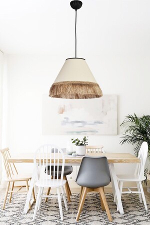 إضاءة MNZ-Cise واحدة من كريم لامپ أسود Tassel Chandelier 701 0874 13 098 - Venon