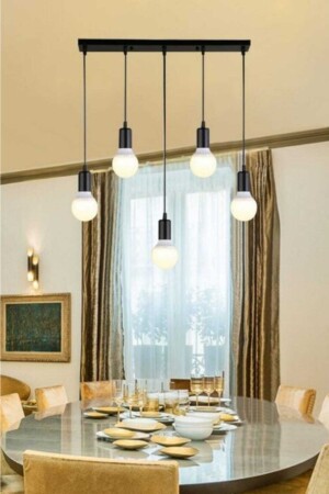 MNZ-Çisem 5-piece Black Row Pendant Lamp قمرة الشنابل ÇSM-SRL-05 - BSA LIGHTING