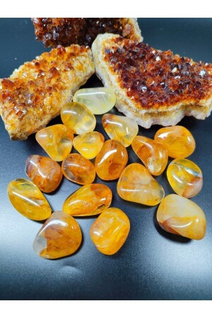 MNZ-Citrine Tumbler للحجر الطبيعي (مصدقة) (1 قطعة) - Doğal Taş Delisi
