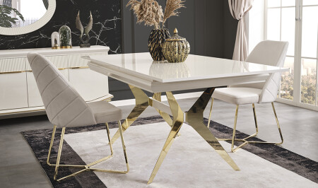 مجموعة طاولة من الذهب MNZ-Clara Ecru - Cadde Yıldız