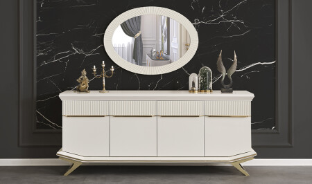 مكعبة MNZ-Clara Ecru Gold Console - Cadde Yıldız