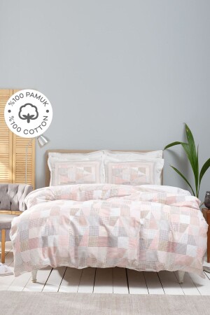 MNZ-Clara Salmon مضاعفة 100% القطن ساتيين غطاء غطاء 200 مجموعة 21. 01. 0416 - Karaca Home