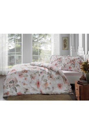 MNZ-Clara Salmon Double Cotton Satin Duvet Cover Set 740-60276822 - Taç