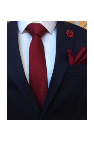 MNZ-Claret Red Tie Handscrew Boutonniere Set Kmc-1 444GKC002 - Brianze