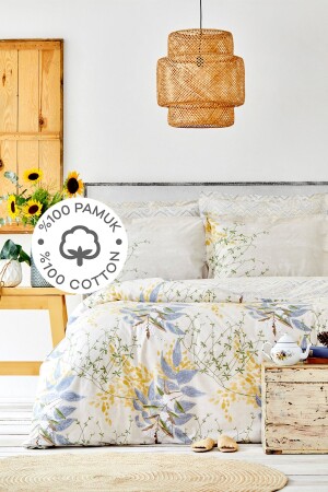 MNZ-Clarinda Mustard 100% قطن غطاء مزدوج مع غطاء مطاط 201. 17. 01. 0067 - Karaca Home