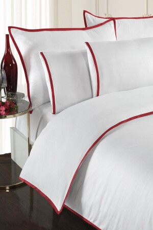 MNZ-Clean Slate V. 1%100 القطن ساتيين غطاء غطاء مجموعة ورقة مصممة الحجم الملك (XL) الأبيض الأحمر SL002 - Silkarea