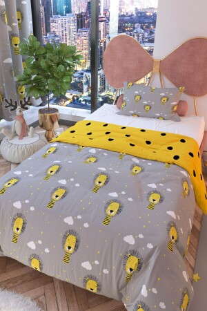 MNZ-Cloudy Lion مضاعفة الجانب الأطفال غطاء غطاء مجموعة القطن - Rivaistanbul