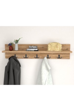 ملابس مُعلقة بالجدار من معطف MNZ-Coat Rack ملابس مُعلقة بالخشب 80 سم - Bofigo