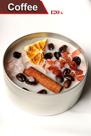 MNZ-Coffee Cinnamon شمعة التأمل القهوة مع ملاحظات العطور الصندوق المعدني الصلبية الفلكية الطقوس النار - Fantastik Sanat Atölyesi