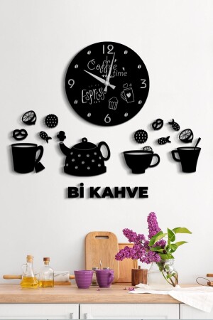 MNZ-Coffee Time Kitchen Decorative Wall Clock مع كتابة القهوة - Homerossa