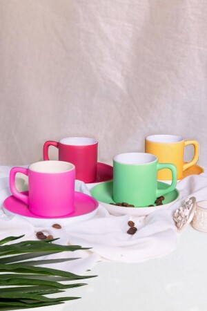 MNZ-Colorful 4-piece Cup Set & Green - الصفراء - الوردية - الحمراء ST_P305701 - Seraclass