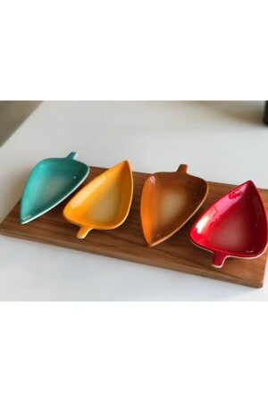 MNZ-Colorful 4-piece Snack Bowl مع منصة خشبية AGRSWY256 - MeGgDecor